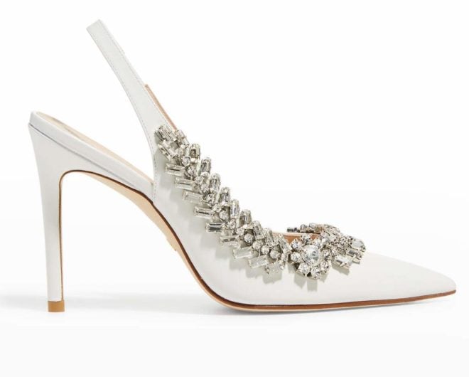 Stuart Weitzman Promise 85mm crystal-embellished statement shoes. 