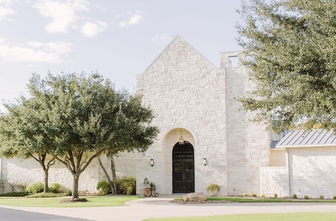 The onsite limestone chapel at Briscoe Manor located in Richmond, Texas.
