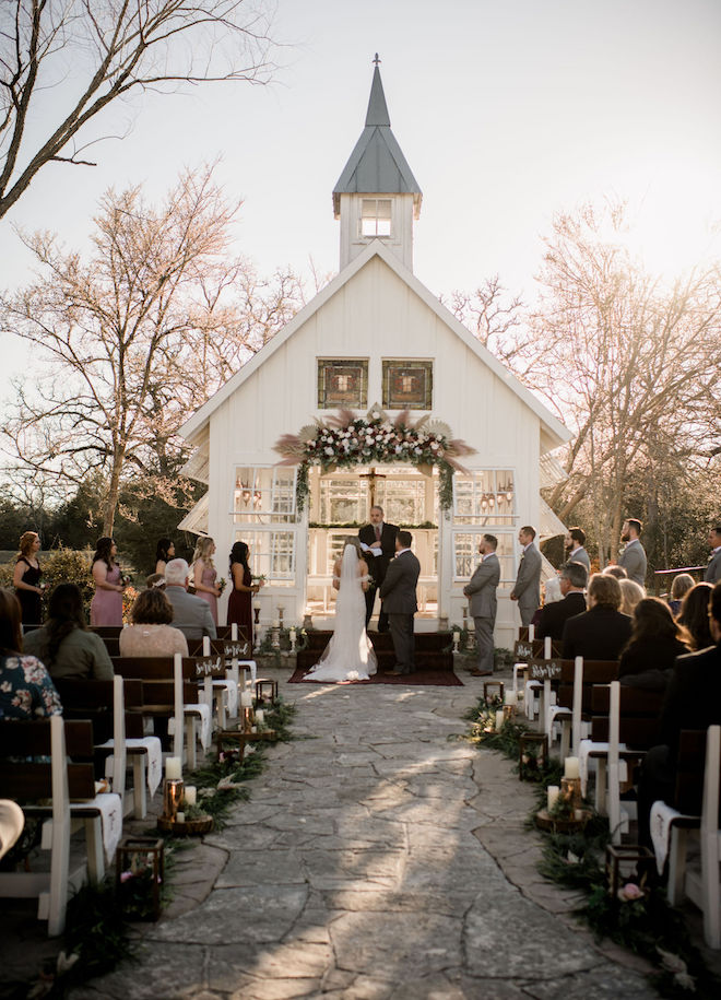 The ceremony at the rustic chic wedding.