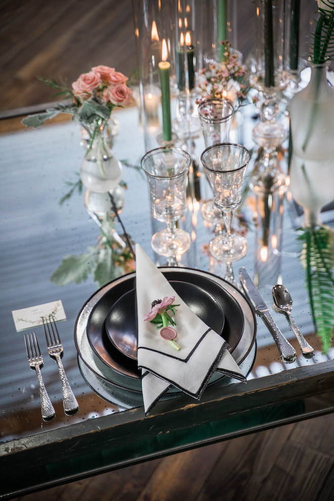 Table arrangement for the garden-themed wedding editorial.