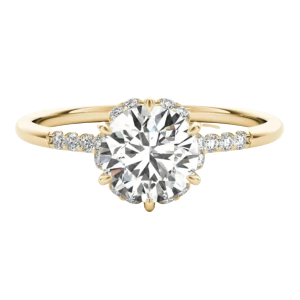 Halo Engagement Ring with a Gold Band