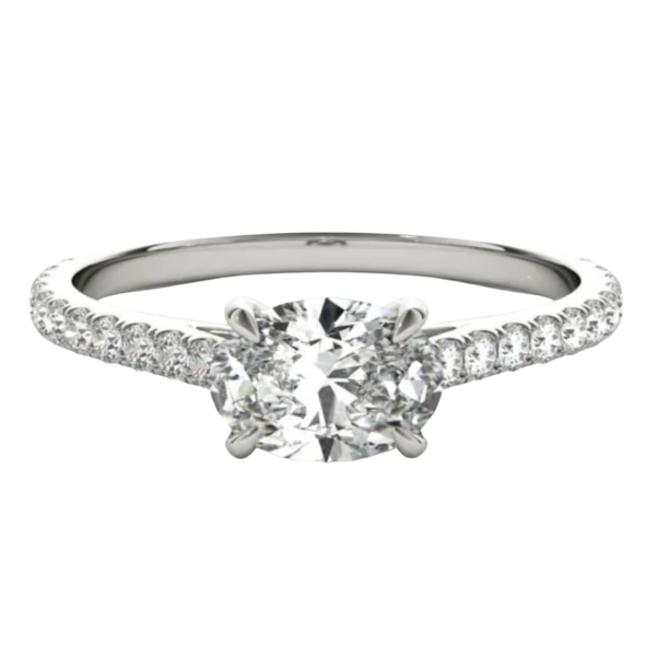 An East West Arielle Ring with a Diamond Band