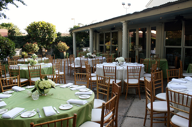 A rehearsal dinner set up in Houston at Ouisie's Table.
