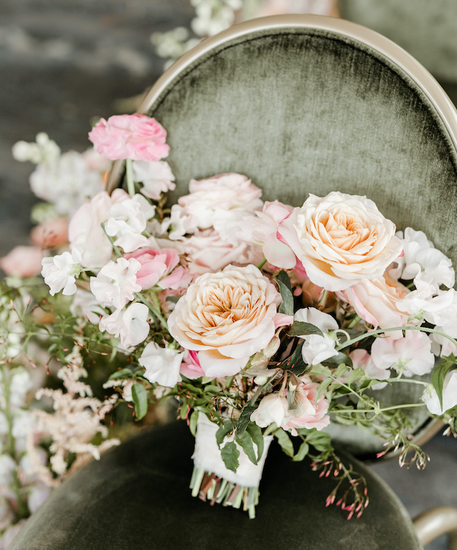 Bouquet of soft pink flowers.