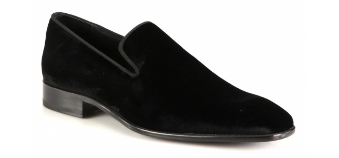 Black velvet loafers from the Saks Fifth Avenue collection.