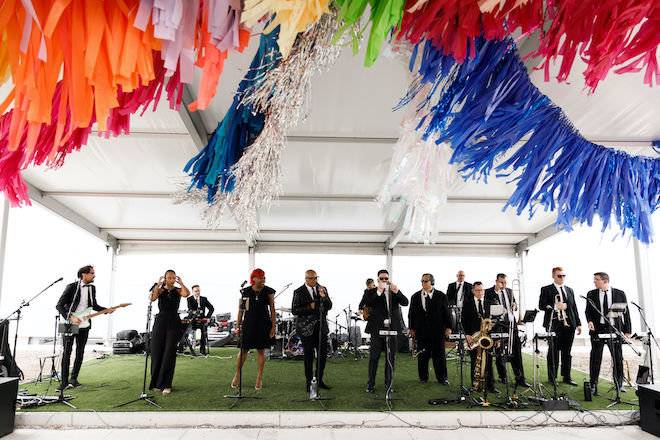 A band performing at the NACE trend event in 2022.