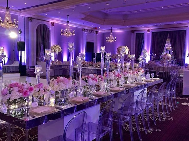 The ballroom at Hilton Houston Post Oak decorated for a wedding.