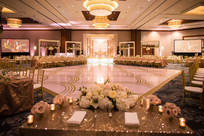 The ballroom at The Westin Houston, Memorial City decorated for a South Asian wedding.