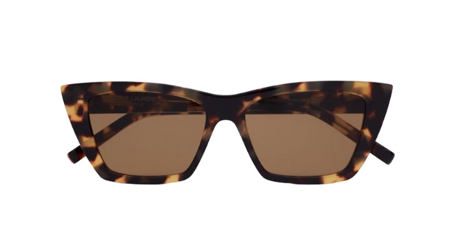 Tortoise cat eye sunglasses with brown lenses. 