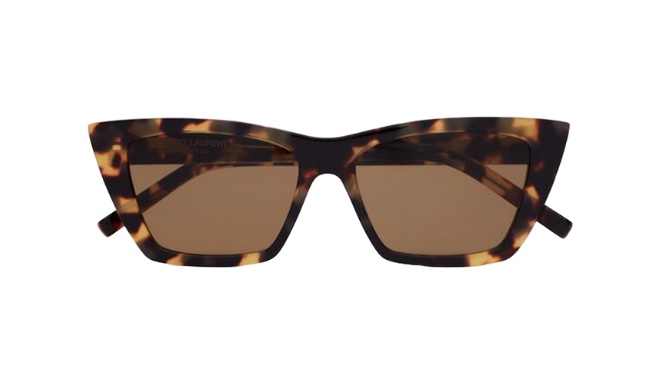Tortoise cat eye sunglasses with brown lenses.