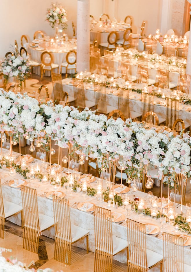 A birds eye view of the reception tables.