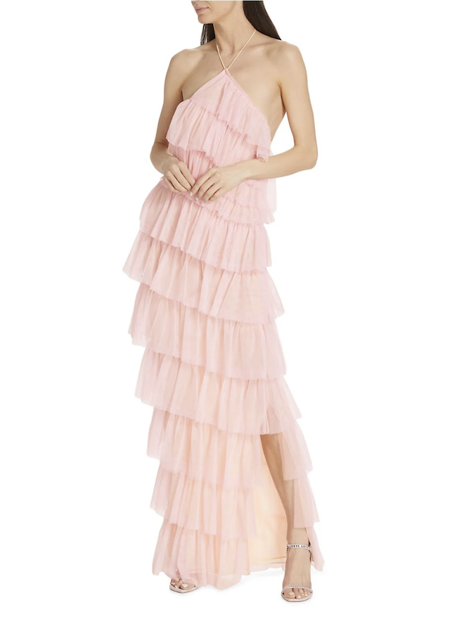 A blush ruffle gown from The Bar.