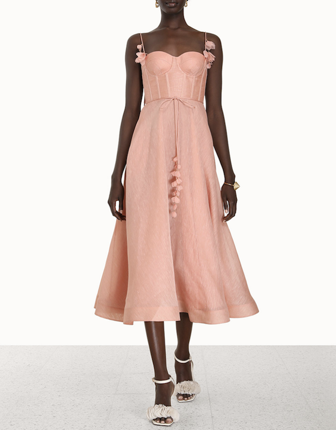 A blush pink midi dress by Zimmerman.