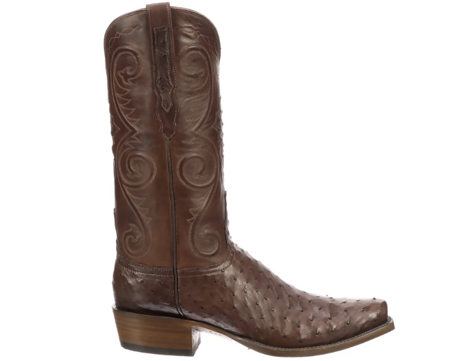Brown leather cowboy boots