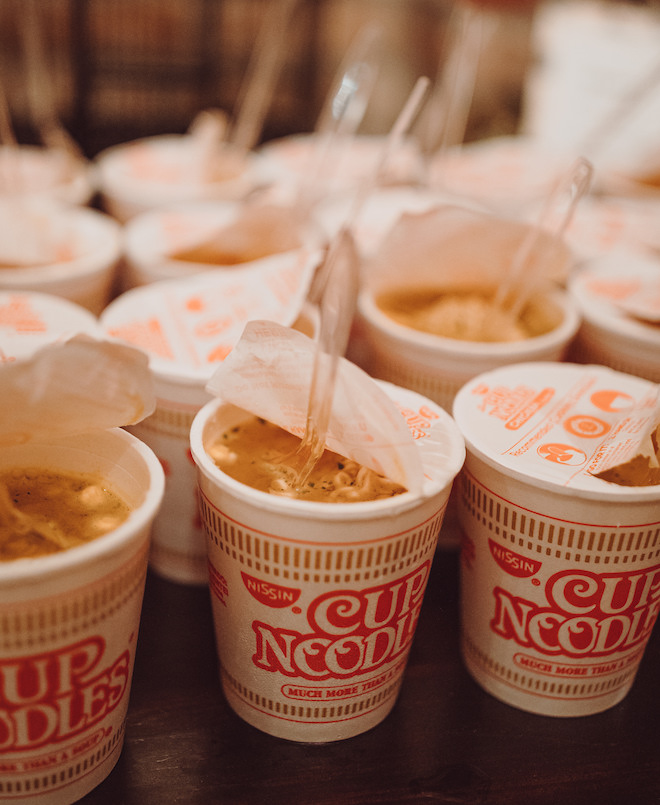 Cups of Ramen Noodles for guests.