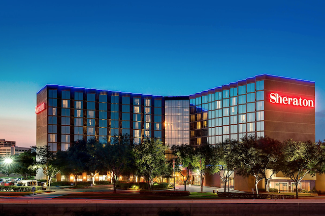 The exterior of The Sheraton Houston Brookhollow Hotel, a wedding venue in the Houston Heights. 