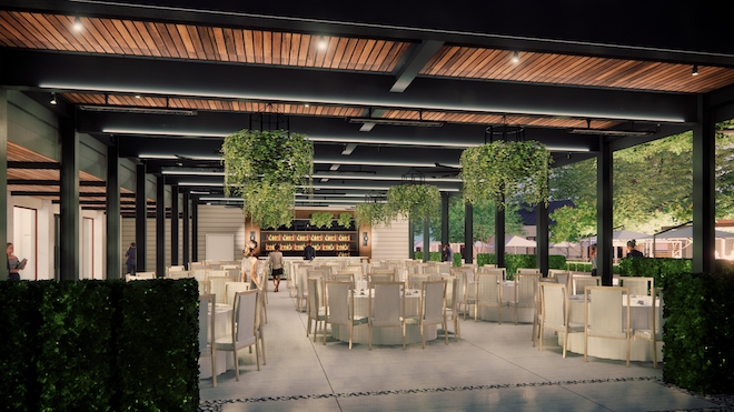 A rendering of an outdoor event space at Plaza San Antonio Hotel & Spa. 