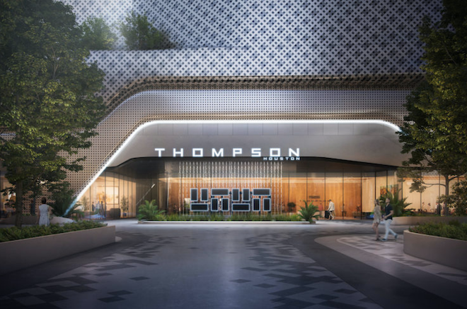 The front of the exterior of the Thompson Houston. 