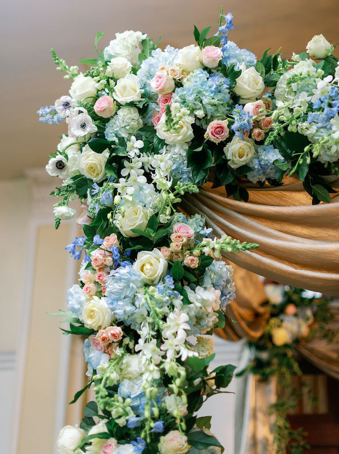 White, blue and pink florals by Plants N' Petals. 