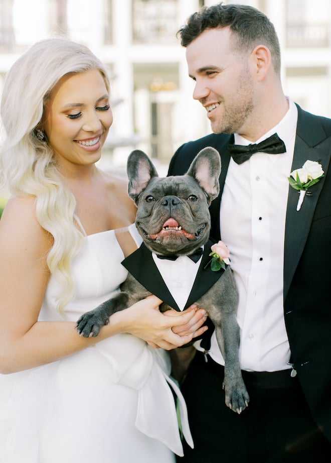 Featured in the Weddings in Houston Magazine, the bride and groom include their dog in their wedding day.