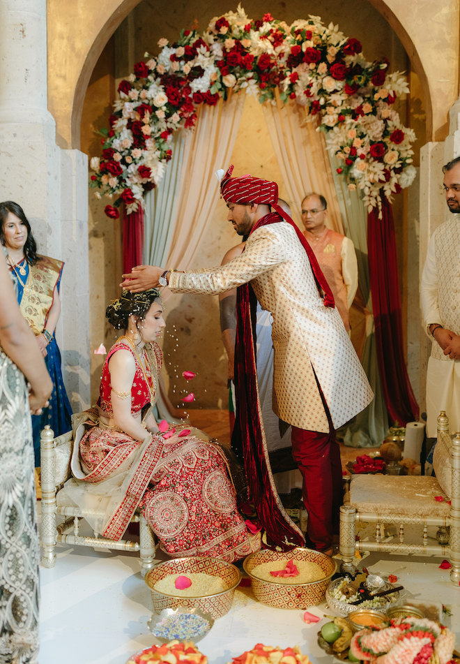 The bride and groom's Hindu wedding ceremony at the Bell Tower on 34th was filled with Indian traditions. 