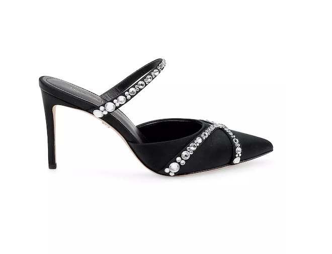 Black heels with crystal embellishments Dee Ocleppo.