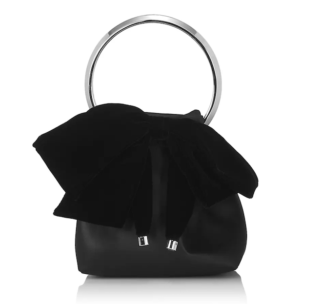 "Bon Bon" leather purse with velvet bow by Jimmy Choo