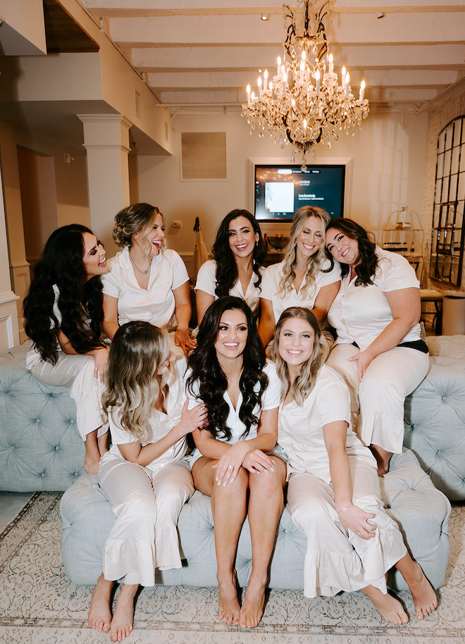 The bride and her bridesmaids get ready for an elegant downtown wedding at The Astorian.