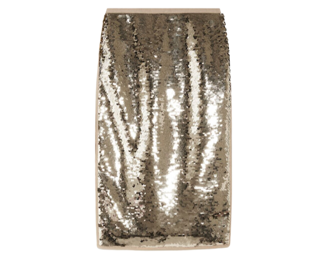 Gold sequin pencil skirt