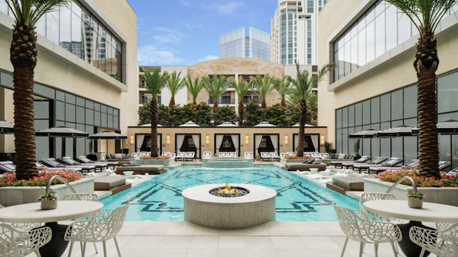 The pool and lounge area at The Post Oak Hotel at Uptown Houston. 