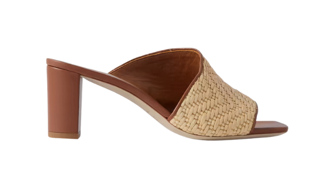 Leather and raffia heel.