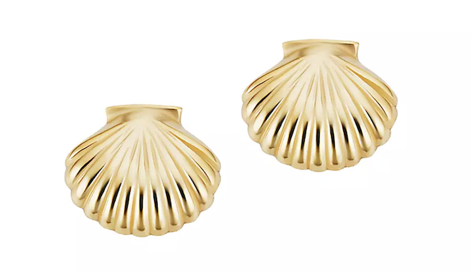 tropical gold seashell stud earrings.