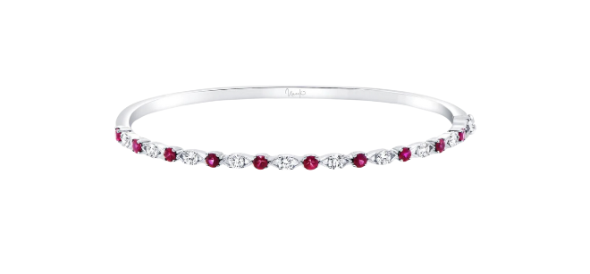 Ruby and diamond bangle bracelet. 