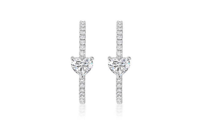 Zadok Privé Heart Cut Hoop Diamond Earrings 