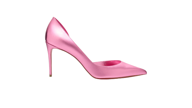 Shiny pink pumps. 