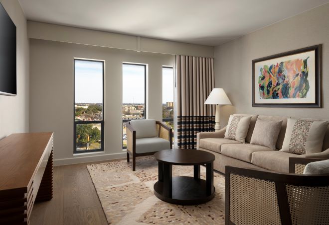 The new San Antonio hotel offers larger than average and fully renovated guest suites.