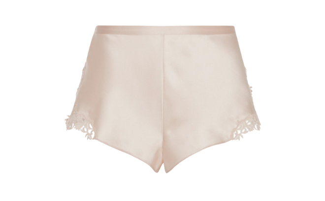 Rose Beige shorts with macramé