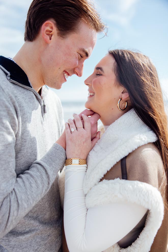 The couple get engaged on a Galveston beach for their dream proposal. 