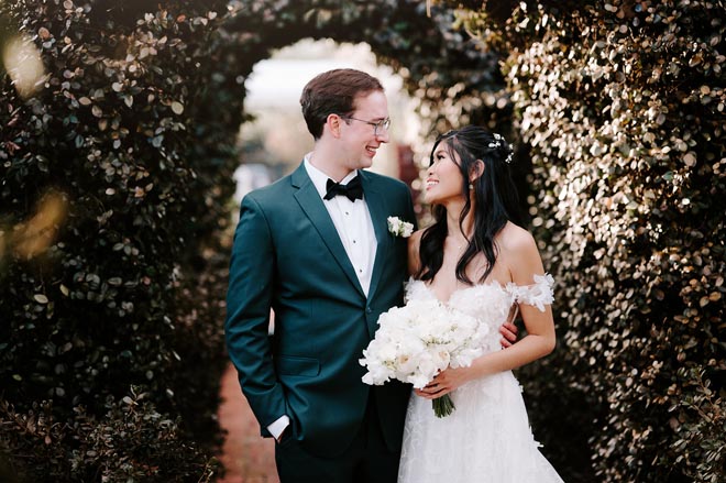 The bride and groom celebrate their wedding with a Broadway-styled reception.