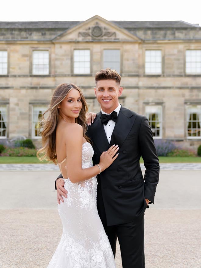 Pro soccer player weds with a storybook wedding in England.