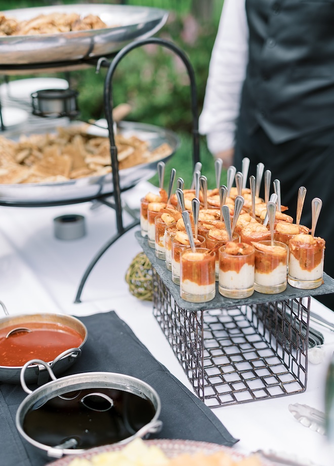 Gulf coast shrimp ceviche is served at a wedding reception in Houston.