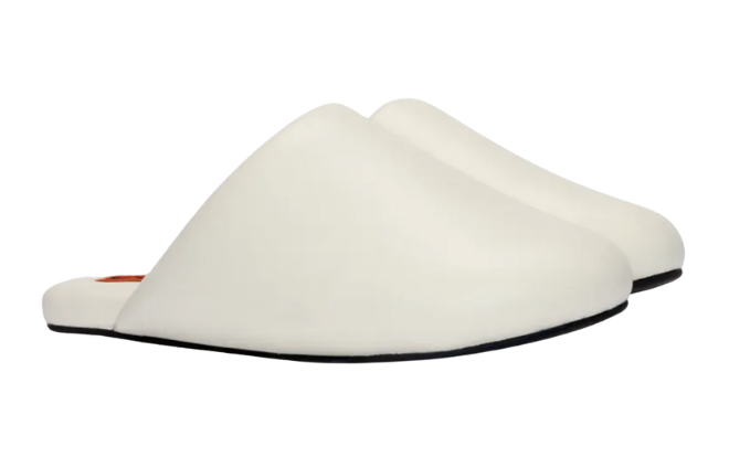 White bubble padded slippers.