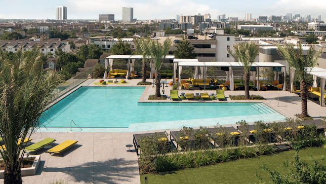 Thompson Houston pool deck overlooking the city.