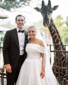 Romantic Zoo Wedding with Giraffes and Soft Blue Details