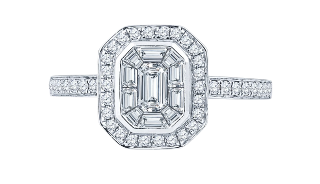 Baguette diamond engagement ring from Shaftel Diamonds. 