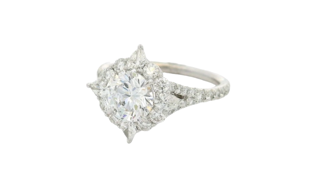 A diamond semi-mount engagement ring from Thomas Markle Jewelers. 