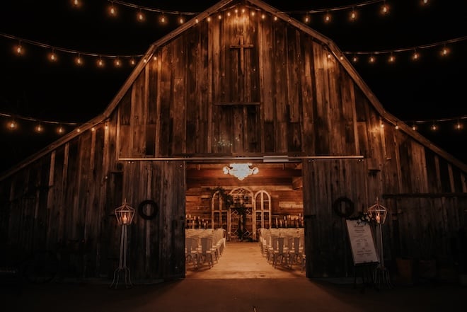 A wood barn ceremony space at The Pattison House. 