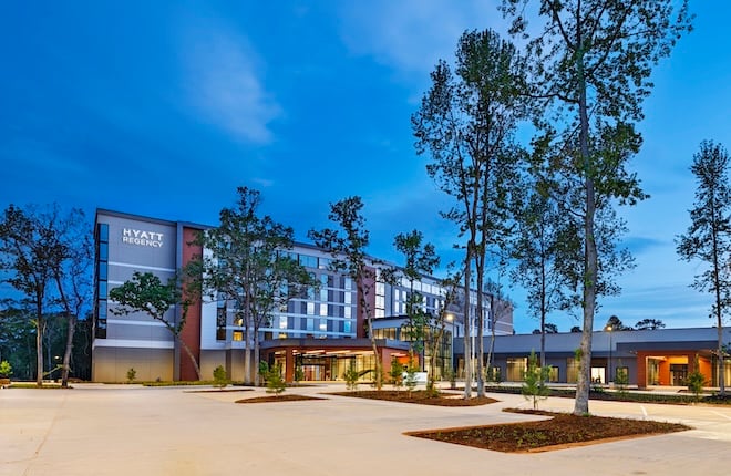 The exterior of the Hyatt Regency Conroe. 