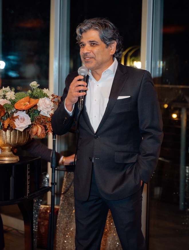 Our publisher, Vik Day, giving a speech at the Client Appreciation Party. 