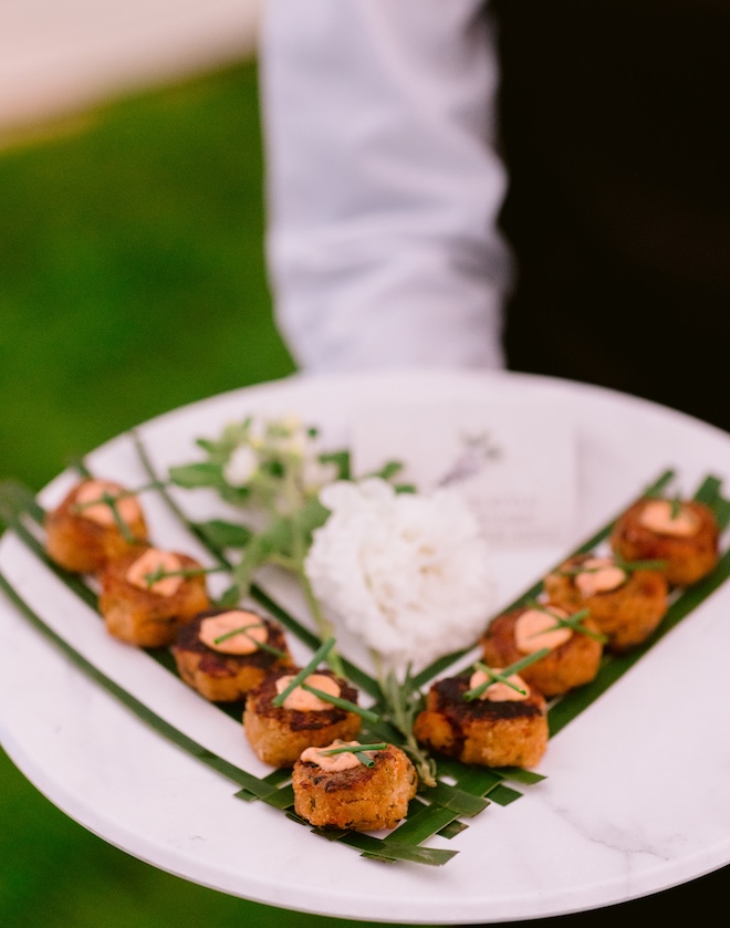 Food from Café Natalie is served at the wedding reception.
